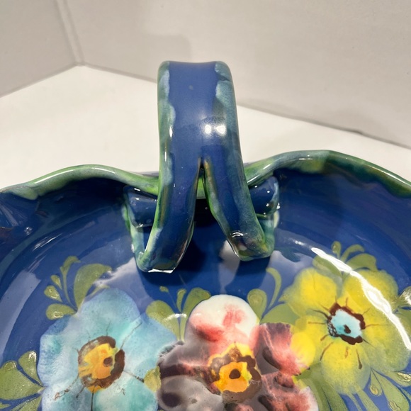 VINTAGE CERAMIC POTTERY BOWL w/HAND-PAINTED FLOWERS-SIGNATURE FROM ITALY - Picture 5 of 12